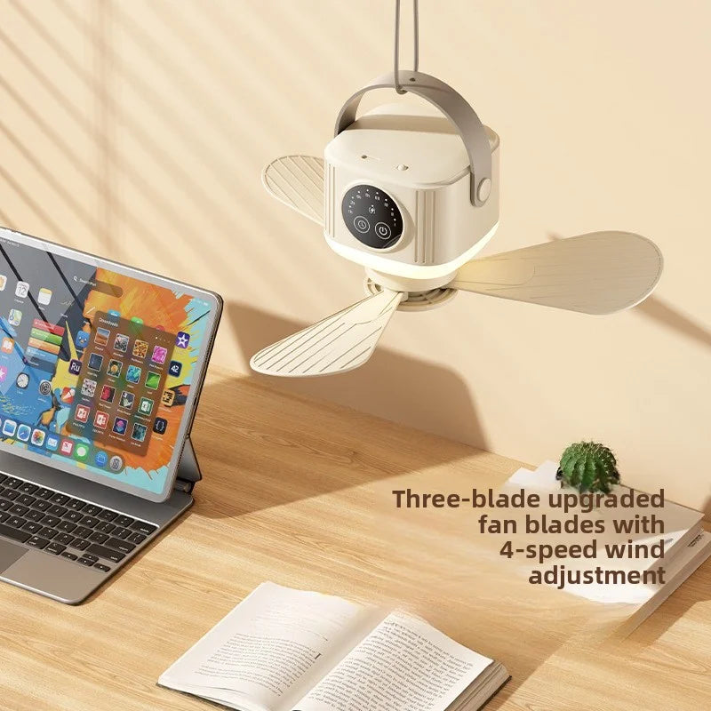 2026 New Wireless Portable Rechargeable Ceiling Fan for Student Dormitories, Small Portable Outdoor Camping, USB Fan for Beds