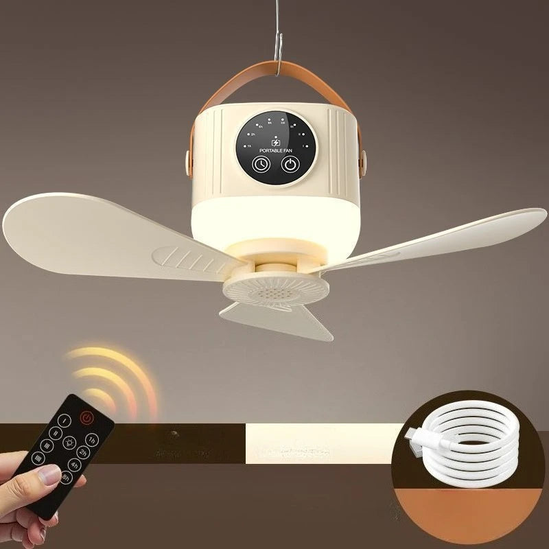 2026 New Wireless Portable Rechargeable Ceiling Fan for Student Dormitories, Small Portable Outdoor Camping, USB Fan for Beds