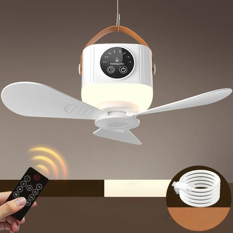 2026 New Wireless Portable Rechargeable Ceiling Fan for Student Dormitories, Small Portable Outdoor Camping, USB Fan for Beds