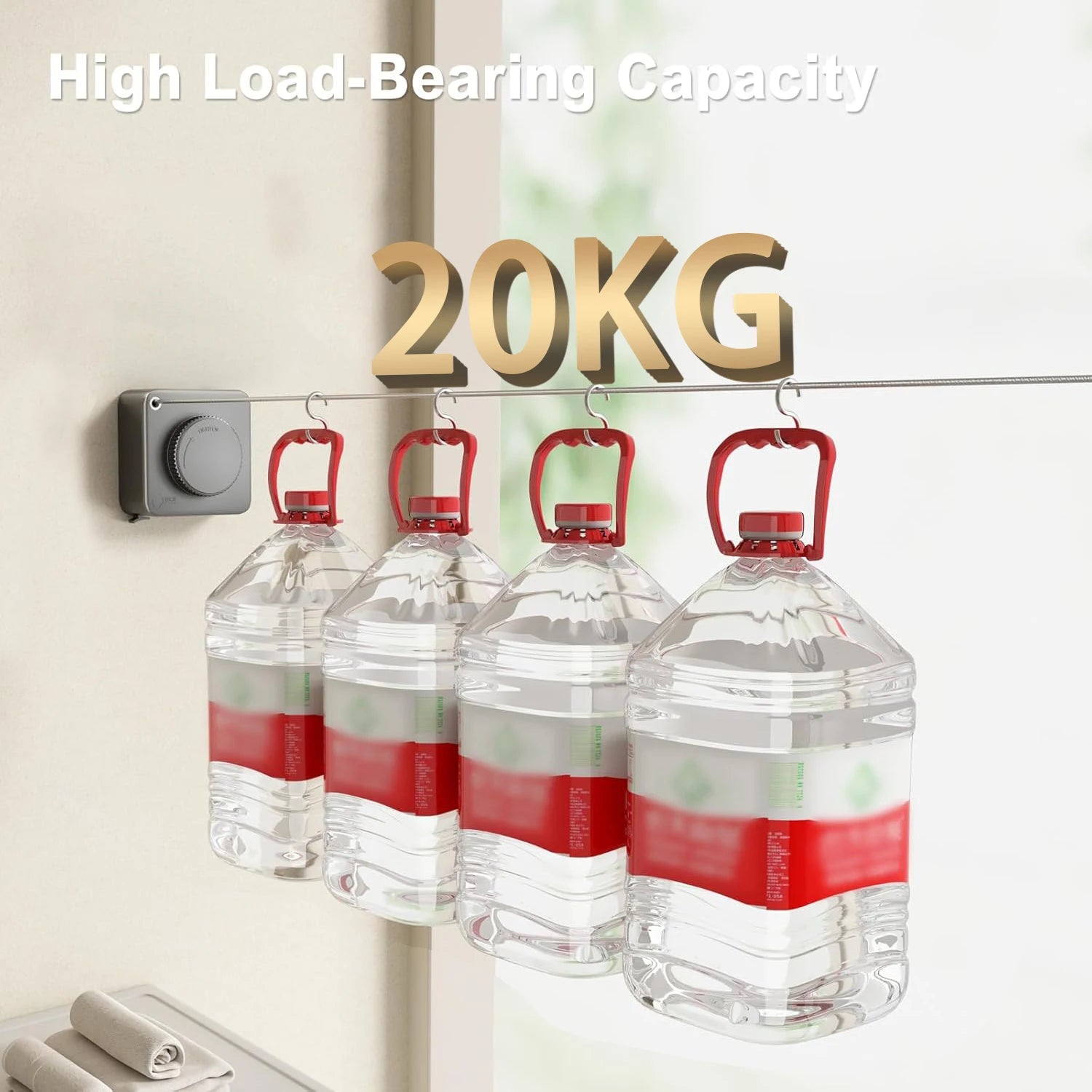 1 Pcs Indoor Retractable Clothesline Non Sagging Outdoor Clothesline Wall Mounted Stainless Steel Rope 15.1 Feet Gray